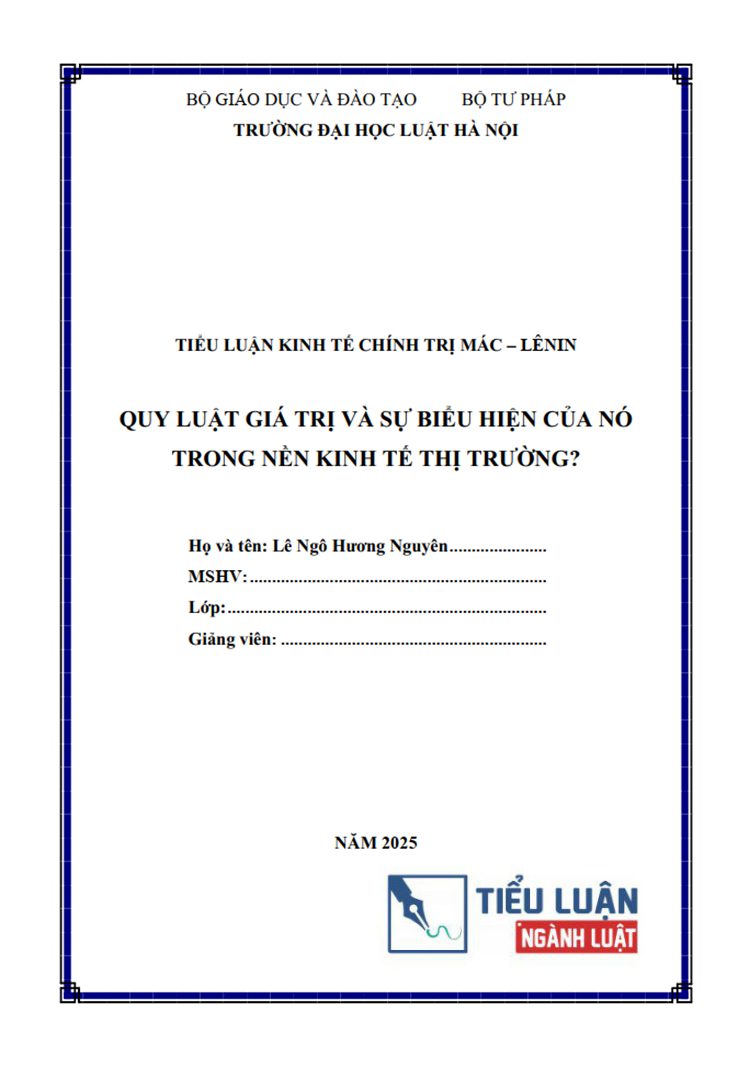 quy luat gia tri va vai tro cua quy luat gia tri trong nen kinh te thi truong bai 4 1