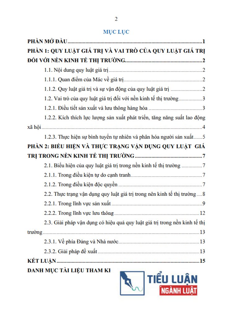 quy luat gia tri va vai tro cua quy luat gia tri trong nen kinh te thi truong bai 4 2