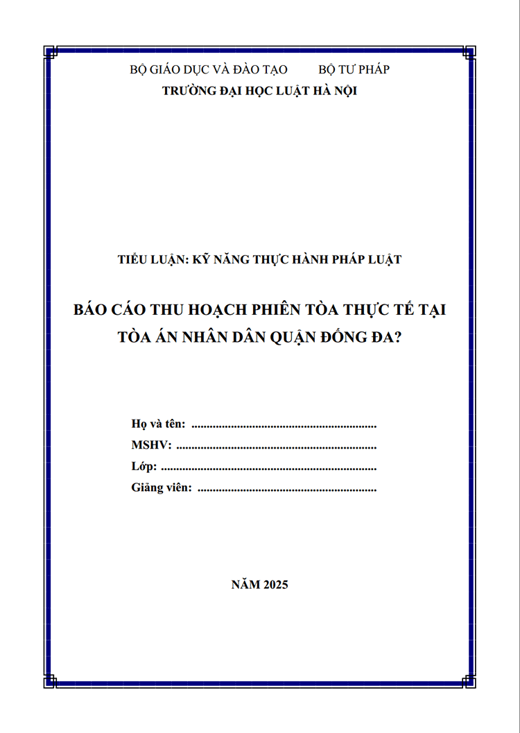 bao cao thu hoach phien toa thuc te tai tand quan dong da 1