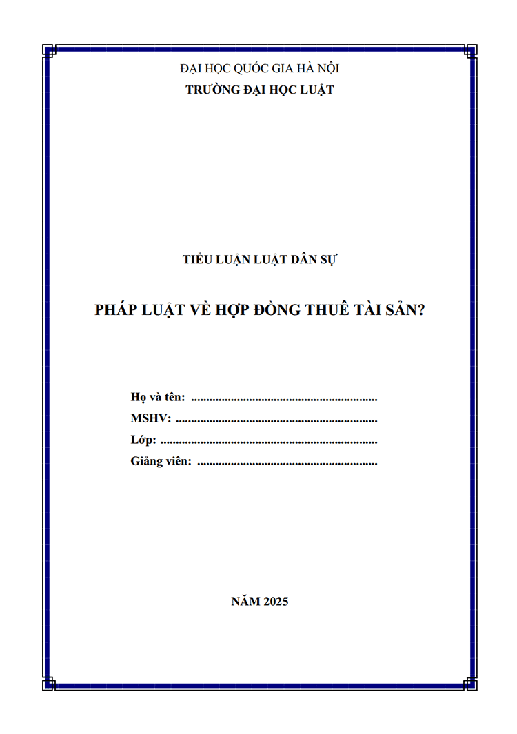  [Tiểu luận 2025] Hợp đồng thuê tài sản