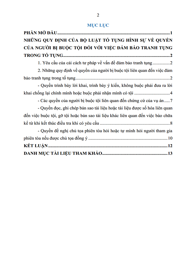 quyen cua nguoi bi buoc toi doi voi viec dam bao tranh tung trong to tung hinh su 2