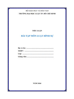 [Tiểu luận 2026] Bài tập Luật Hình sự (8.5 điểm) (MS-B1114)