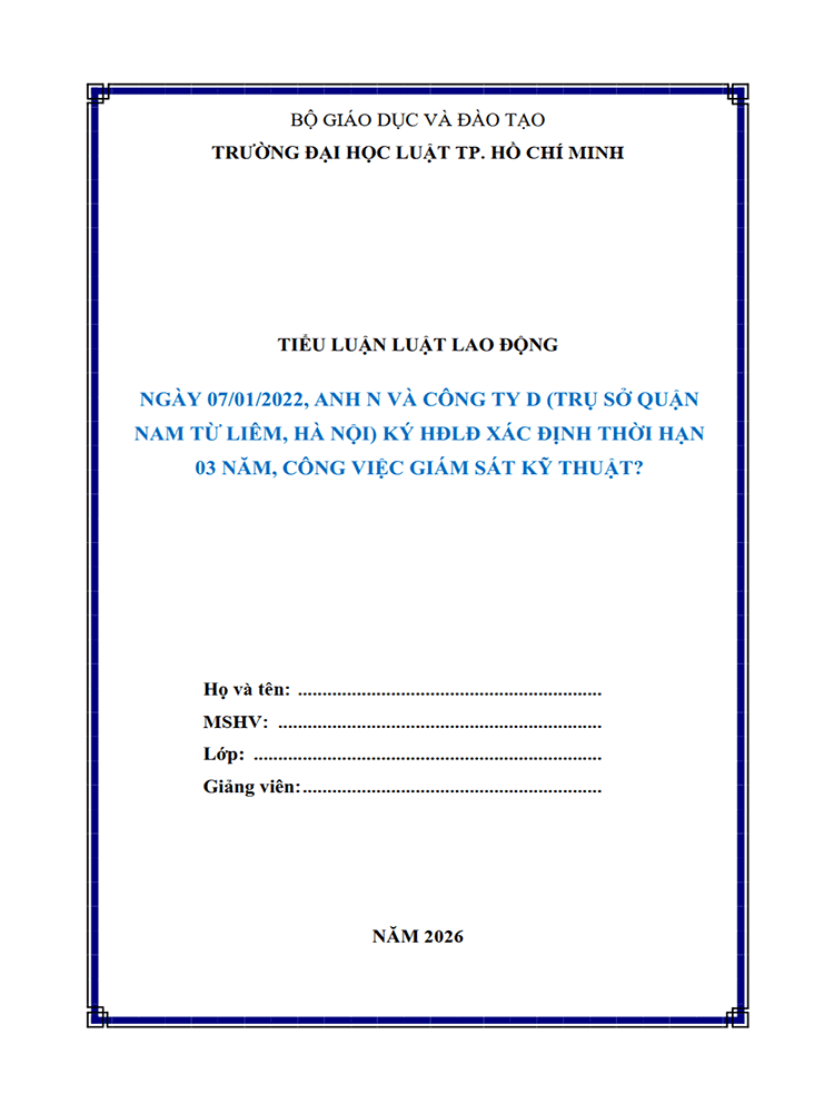 B1095-Tiểu luận 2026 (ULAW)-Bài tập Luật Lao động