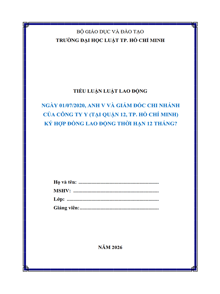 B1096-Tiểu luận 2026 (ULAW)-Bài tập Luật Lao động