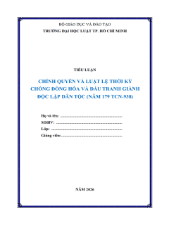 [Tiểu luận 2026] Chính quyền và luật lệ thời kỳ chống đồng hóa và đấu tranh giành độc lập dân tộc (năm 179 TCN-938) (8.75 điểm) (MS-B1119)