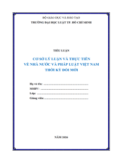 [Tiểu luận 2026] Cơ sở lý luận và thực tiễn về Nhà nước và pháp luật Việt Nam thời kỳ đổi mới (9.25 điểm) (MS-B1118)