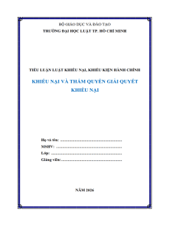 B1102-Tiểu luận 2026 (ULAW)-Khiếu nại và thẩm quyền giải quyết khiếu nại