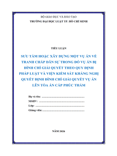 B1100-Tiểu luận 2026 (ULAW)-Sưu tầm vụ án dân sự bị đình chỉ sau đó Viện kiểm sát kháng nghị lên Tòa án cấp phúc thẩm