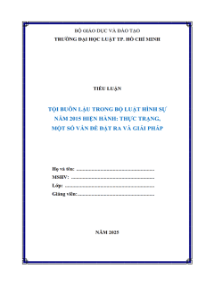 Tội buôn lậu trong BLHS 2015 thực trạng một số vấn đề đặt ra và giải pháp hoàn thiện